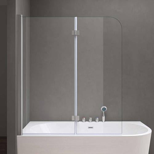 120×140 cm Design-Duschwand für Badewanne Badewannenaufsatz Duschabtrennung 6mm ESG-Sicherheitsglas