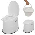 Portable Toilet with Anti-Slip Mat Outdoor Toilet Portable and Convenient Emergency Toilet for Camping Outdoor Activities or Long Boat Trips - White