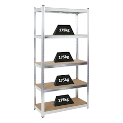 PROREGAL Schwerlastregal Ragnar | HxBxT 180x90x40 cm | Fachlast 175kg | Verzinkt| Stecksystem Lagerregal Regalsystem Image