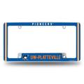 Rico Industries Wisconsin-Platteville Pioneers College 12 x 6 Chrome Classic All Over Automotive License Plate Frame for Car/Truck/SUV