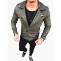 Men Casual Motorcycle Jacket Stand Collar Pu Leather Jacket Zip Up Outwear Tops