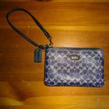 Coach Bags | Coach Purple Signature Corner Zip Leather Wristlet Pouch Wallet Used Once | Color: Purple | Size: Os