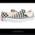 Vans Shoes | **Brand New W/ Box** Vans Black And White Checkered Slip On Shoes | Color: Black/Red/White | Size: 5