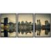 wall26 - 3 Piece Framed Canvas Wall Art - Brooklyn Bridge and Manhattan at Dusk New York City - Modern Home Art Stretched and Framed Ready to Hang - 24 x36 x3 Black