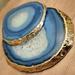 Anthropologie Accents | Agate Vibrant Blue ~ 24k Gold & Genuine Silver Plated Coasters | Color: Blue/Gold | Size: ~4-4.5" Diameter Each