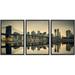 wall26 - 3 Piece Framed Canvas Wall Art - Brooklyn Bridge and Manhattan at Dusk New York City - Modern Home Art Stretched and Framed Ready to Hang - 16 x24 x3 Black