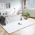 Latepis Rabbit fur Rug 4x6 Faux Rabbit Fur Rug for Living Room Fluffy Faux fox fur Washable Rug for Bedroom Nursery Room Luxury Room Decor White Sheepskin Fur Rug Rectangle