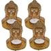 India Meets India Brass Tealight Candle Holder Tea Light Holder with Tea Light Handicraft by Awarded Indian Artisan (Gautama Buddha Set of 4)