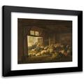 Jan van Ravenswaay 23x20 Black Modern Framed Museum Art Print Titled - Sheep and Goats in a Stable (1821)