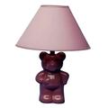 HomeRoots 13â€� Pink Teddy Bear Ceramic Linen Shade Table Lamp