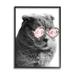 Stupell Industries Trendy Cat Wearing Glam Fashion Pink Sunglasses Graphic Art Black Framed Art Print Wall Art Design by Ziwei Li