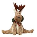HOTYA Christmas Elk Ornament Artificial Straw Reindeer Do The Splits Animal Doll Home Garden Desktop Decoration Party Favors