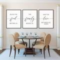 Home Decor Sign Wall Art 3 Pieces Bless The Food Before Us The Family Beside Us and The Love Between Us Amen Poster Prints Canvas Painting Framed Artwork for Living Room With Inner Frame