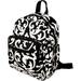 Fashion Print Small Canvas Backpack Daypack Purse for Women Girls Teens Black /White Damask Print