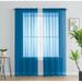 2 Piece Solid Rod Pocket Sheer Window Curtains Sheer Royal Blue Curtains Window Curtains Set Of 2