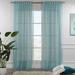 3S Brother s Blue Linen Look Extra Long Set of 2 Panels Sheer Curtains Rod Pocket & Back Tab Home DÃ©cor Window Custom Made Drapes 10-30 Ft. Long -Made in Turkey Each Panel (100 W x 132 L)