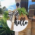 Front Door Welcome Sign round Hello Wood Sign Hanging Welcome Sign Farmhouse Porch Spring Wreath Welcome Sign Front Door Decor Fringe Wood Beads
