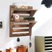 WHDZ 2-Tier Wall Mounted Wooden Shelves with 4 Retro Hooks Key Holder for Wall Floating Shelves Hanging Organizer Rack Suitable for Toilet Bedroom Brown