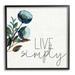 Stupell Industries Live Simply Calligraphy Phrase Blue Flower Botanicals Framed Wall Art 17 x 30 Design by Kim Allen