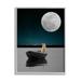 Stupell Industries Orange Cat Floating Rowboat Nighttime Moon Lake Scene 16 x 20 Design by Atelier Posters