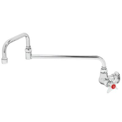 T&S B-0260 Wall Mounted Faucet with 18" Double-Jointed Swing Spout, 4.16 GPM Stream Regulator, and 4-Arm Handle - Hot