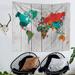 World Map Tapestry Watercolor Tapestry Abstract Map Tapestry Wall Hanging Colorful Globe Tapestry Stylish Painting Map Tapestry for Living Room Dorm Wall Decor