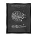 Stupell Industries Detailed Sci-fi Spacecraft Representation Blueprint Diagram Jet Black Framed Floating Canvas Wall Art 16x20 by Karl Hronek