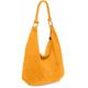 Women Soft Slouch Genuine Italian Suede Light Weight Large Shopper Tote Handbag With Ring Buckle Handle (Orange)