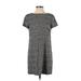 Zara Casual Dress - Shift Crew Neck Short sleeves: Gray Dresses - Women's Size Small