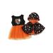 Peyakidsaa Baby Girls 2Pcs Halloween Outfit Tulle Patchwork Sleeveless Tank Dress + Print Hooded Poncho Set