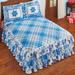 Snowflake Plaid Design Triple Ruffle Quilted Bedspread