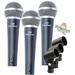 Vocal Handheld Microphones & Clips (3 Pack) by Fat Toad Cardioid Dynamic Wired Instrument Mic Singing Microphone for Live Streaming Music Stage Performances & Studio Recording or PA DJ Karaoke