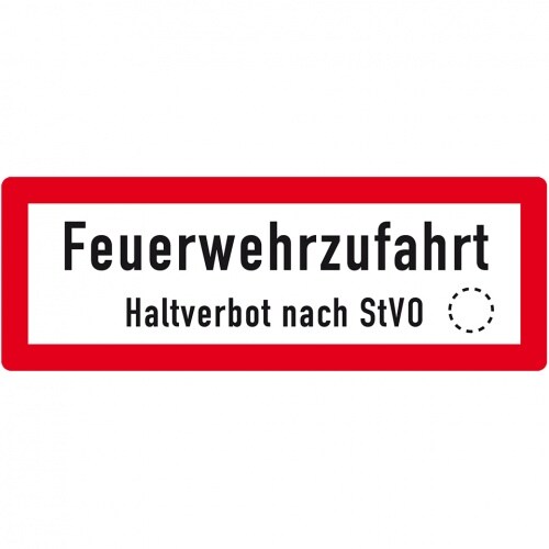 Schild I Hinweisschild Feuerwehrzufahrt Haltverbot., Aluminium RA0, reflektierend, 594x210mm, DIN 4066, nach StVO Image