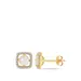 Belk & Co 0.62 Ct. T.w. Opal And 0.07 Ct. T.w. Diamond Floating Halo Square Stud Earrings In 10K Yellow Gold