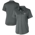 Women's Cutter & Buck Steel Las Vegas Raiders Throwback Logo Prospect Textured Stretch Polo