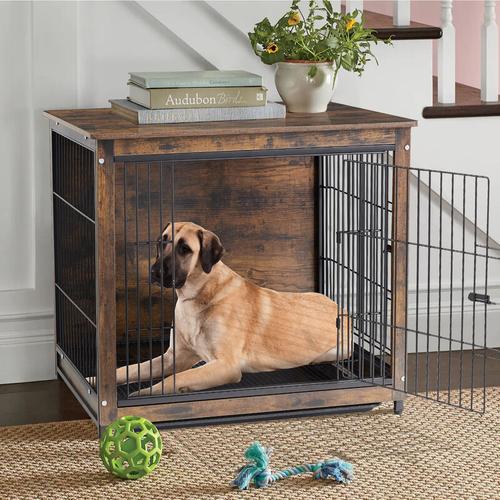 Holz Hundekäfig für Zuhause mit Tischoberfläche Hundebox für mittelgroße Hunde Hundehütte Indoor