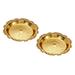 2Pcs Round Vintage Trinket Tray Jewelry Storage Dish Plate with Floral Edging - Gold Tone