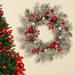 24" Frosted Mixed Ball Berry Pine Wreath - Red Green Silver