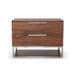 Contemporary Walnut and Stainless Steel Nightstand with Two Drawers