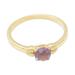 '18k Gold-Plated Solitaire Ring with Faceted Amethyst Stone'