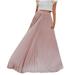 Mrat Skirt Girl Pleated A-Line Skirt Ladies Fashion High Waist Fold Soild Vintage Loose Beach Wrap Maxi Long Skirt Pleated Tennis Skirt