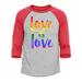 Shop4Ever Men s Love is Love Rainbow Gay Pride Raglan Baseball Shirt X-Large Heather Grey/Red