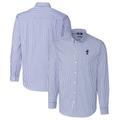 Men's Cutter & Buck Royal Kansas Jayhawks Easy Care Stretch Gingham Long Sleeve Button-Down Shirt
