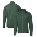 Men's Cutter & Buck Heather Green Portland State Vikings Mainsail Sweater-Knit Full-Zip Jacket