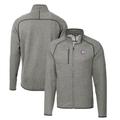 Men's Cutter & Buck Heather Gray TCU Horned Frogs Mainsail Sweater-Knit Full-Zip Jacket