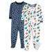 Little Star Organic Baby & Toddler Boy 2 Pk Footed Full Zip Snug Fit Pajamas Size 9 Months - 5T