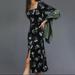 Anthropologie Dresses | Anthropologie Hutch Velvet Square Neck Floral Midi Dress Sz Xl | Color: Black/Green | Size: Xl