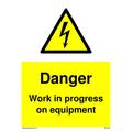 Warnschild"Danger Work in Progress on equipment with electrical hazard", 150 x 200 mm, A5P, 5 Stück