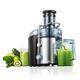 Juicer Machines, FOHERE 800W Juicer Whole Fruit and Vegetables, Quick Juicing Easy to Clean, 75MM Large Feed Chute, Dual Speed Setting and Non-Slip Feet, Silver