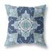 HomeRoots 417412 18 in. Floral Geo Indoor Outdoor Zippered Throw Pillow Indigo & Light Blue